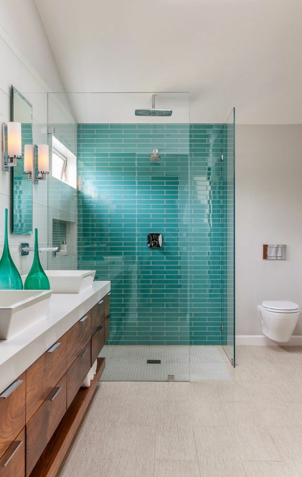 浴室瓷砖瓷砖颜色地板级淋浴墙瓷砖绿松石
