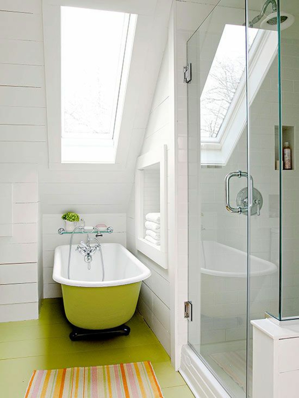 ideas de diseño de baño moderna bañera verde