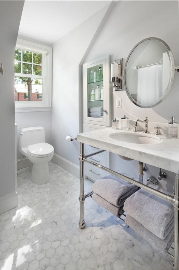 kylpyhuone design ideoita moderni pyöreä peili