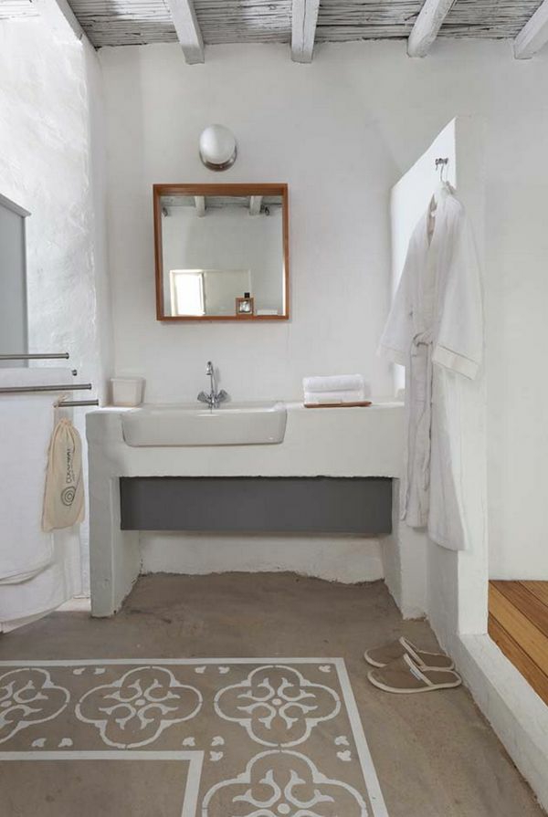 浴室地毯木地板乡村浴室提供乡村风格