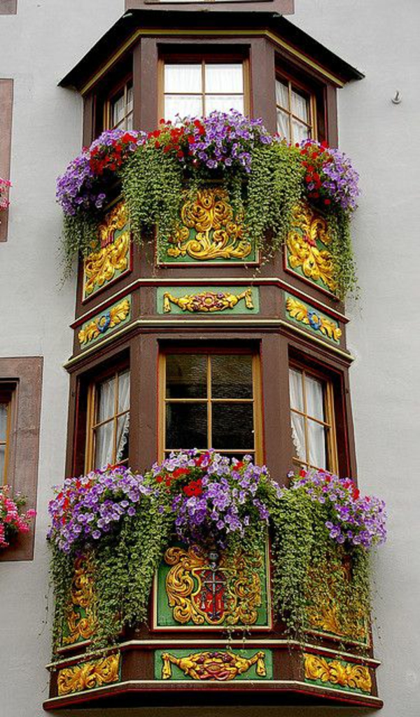 μπαλκόνι φύτευση λουλούδι κουτί κλασικό oriel