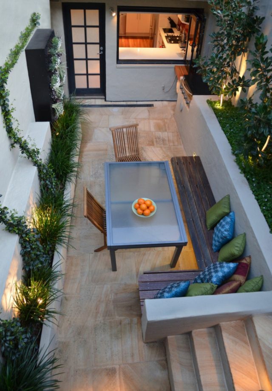 balcon idées terrasse design banc en bois salle à manger idées de jardinage