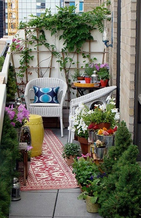 balkon zijwaarts bescherming hedendaagse verticale tuin rotan meubels