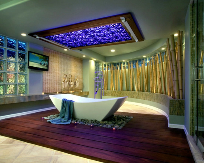 bambou décoration bambou tiges idées salle de bain décoration exotique