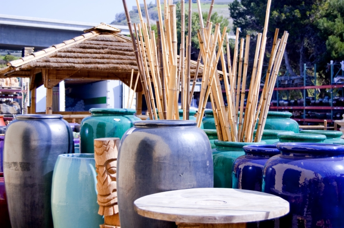 cañas de bambú decoración cañas de bambú jarrones de cerámica decoración étnica