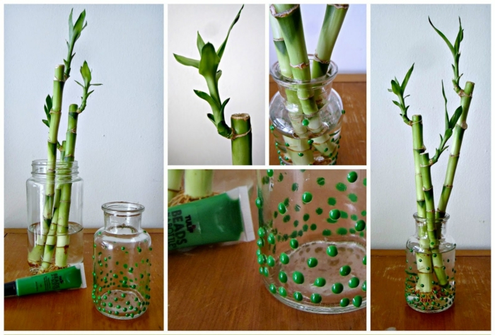 decoración de bambú afortunado bambú decoración de la planta de interior verde vidrio