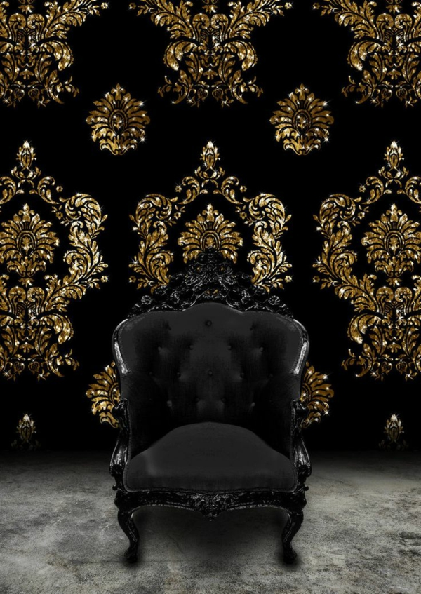 Baroko tapetai juodojo aukso derinys