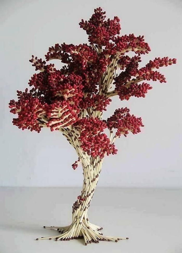 idei de artizanat diz decorați strickholz matchsticks potrivește copac