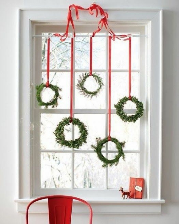 craft ideas για παράθυρο Χριστουγεννιάτικη διακόσμηση στεφάνι πράσινο