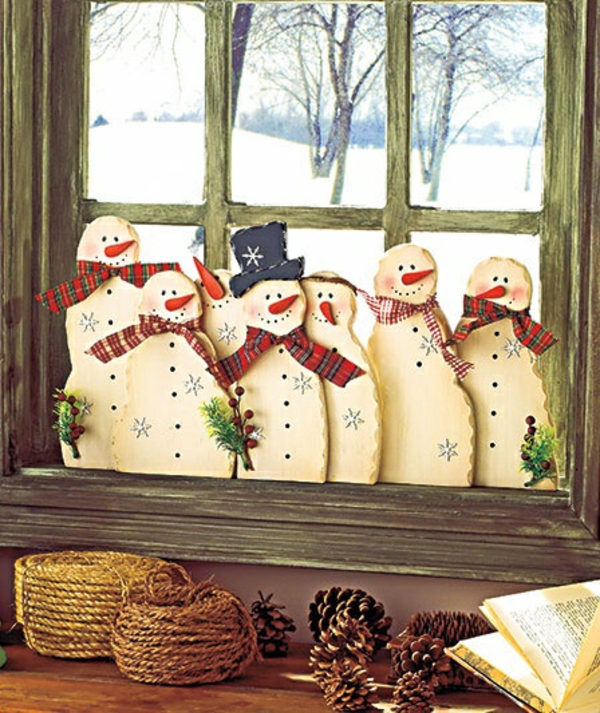 craft ideas για παράθυρο Χριστουγεννιάτικη διακόσμηση χιονάνθρωπος