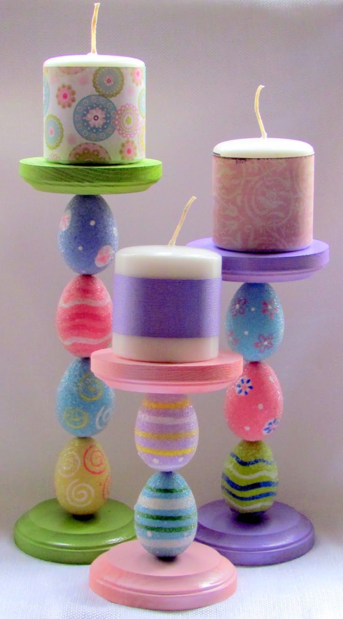 ambachtelijke ideeën easter easter eggs candlestick crafting colored funny