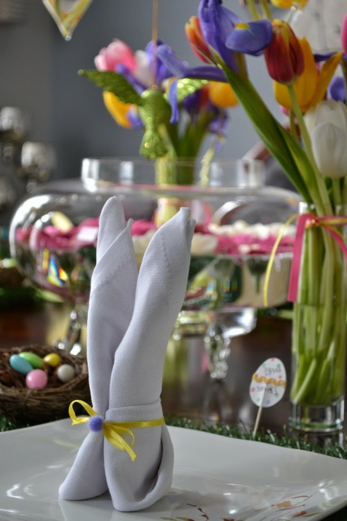 χειροτεχνία ιδέες Πάσχα Πάσχα λαγουδάκι χαρτοπετσέτα εορταστική διακόσμηση πίνακα