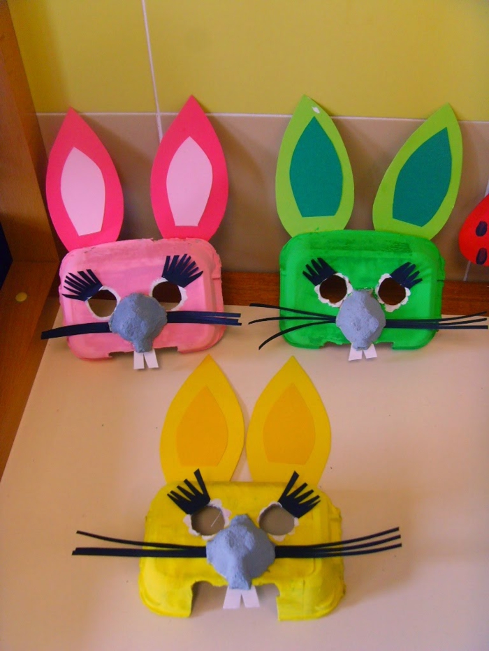 τέχνη ιδέες Πάσχα Πάσχα λαγουδάκι κουτί αυγών έγχρωμη DIY ιδέες