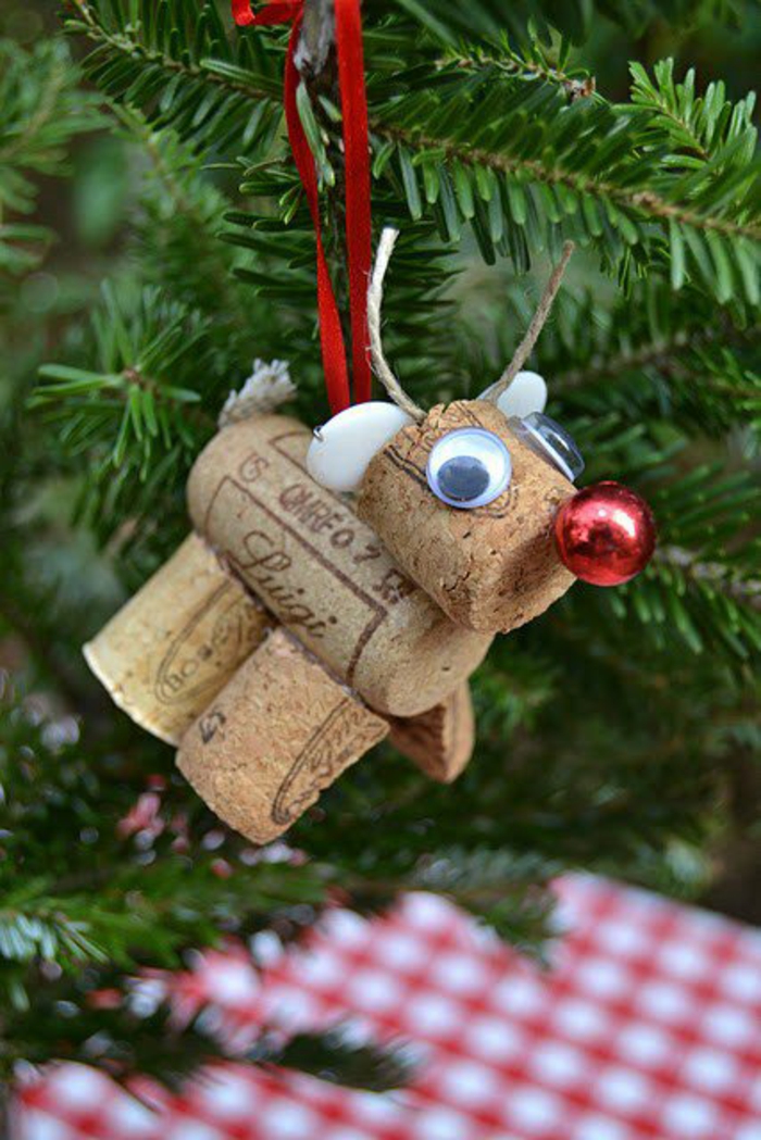 занаятчийски идеи Коледна коркова фигура рудолф дърво висулка