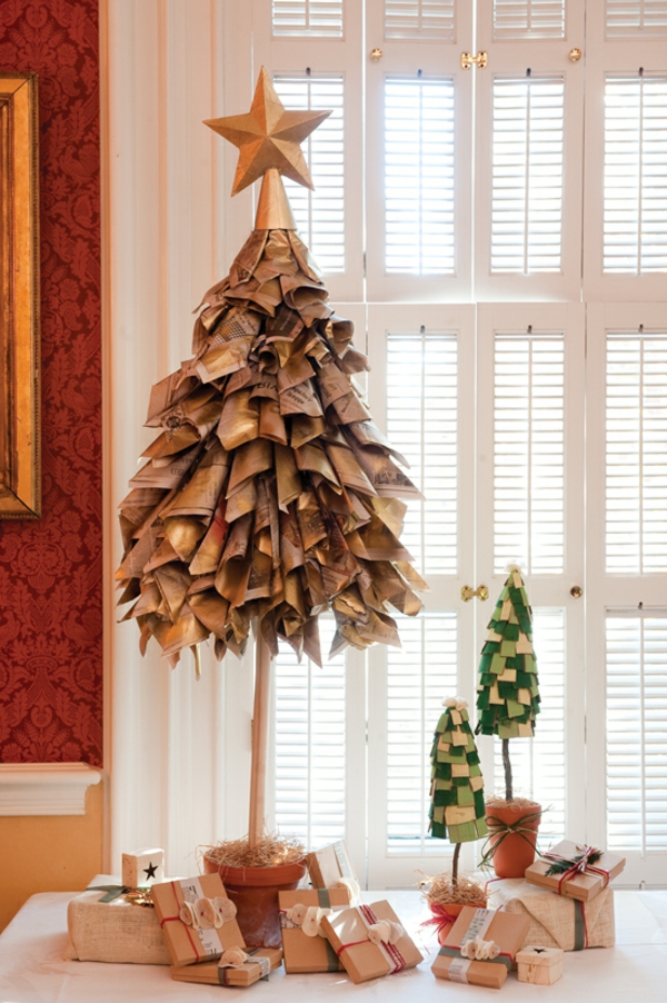 craft ideas to Christmas Χριστουγεννιάτικο δέντρο παλιές εφημερίδες