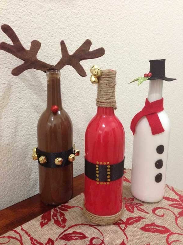 håndverk ideer til juleflasker