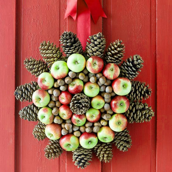 håndværk jul turkis æbler nødder kegler