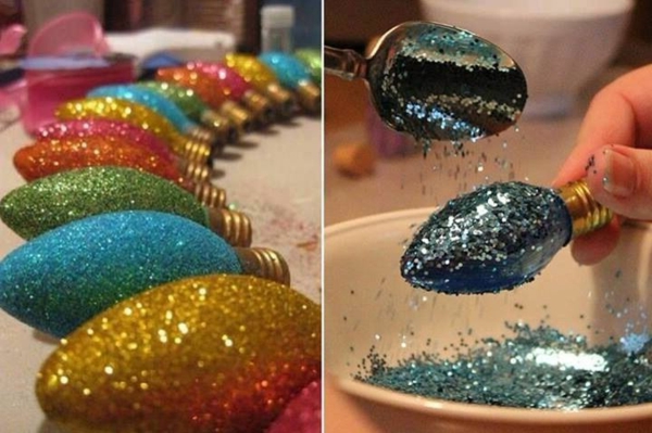håndverk ideer til julen ornamenter glitter