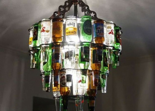 tinker glass bottles chandelier