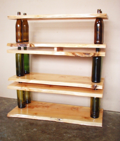 tinker glass bottles open wall shelf