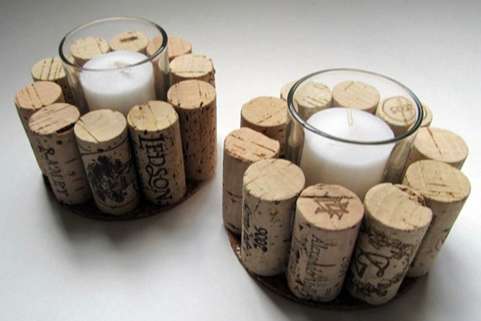 ideas de arte deco ideas ideas de bricolaje bandeja hecha de vino de corcho para protección contra el viento