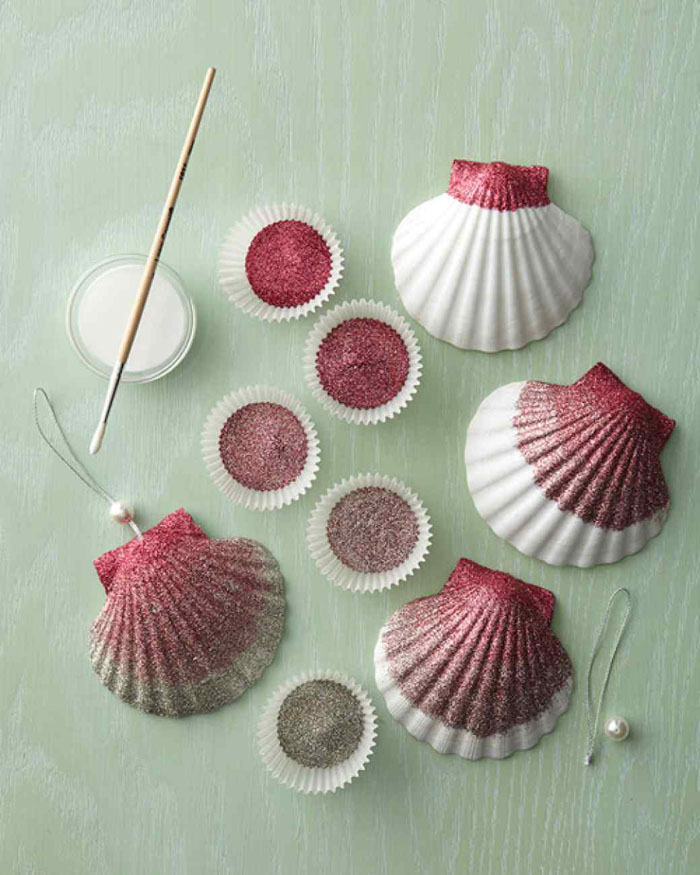 tinker with shells summer holiday tinker with natural materials diy ideas ombre glitter