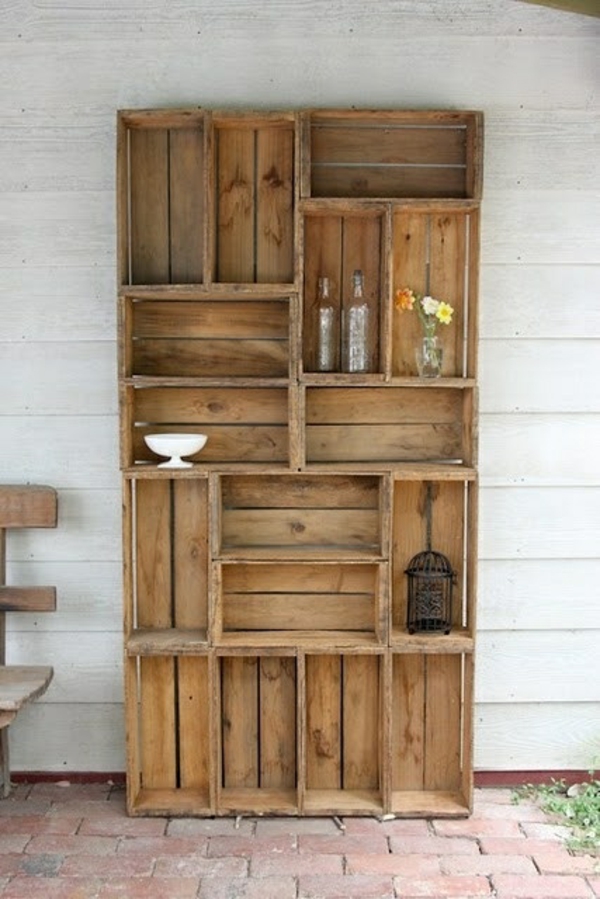 build with pallets wooden boxes bookshelf wood build yourself