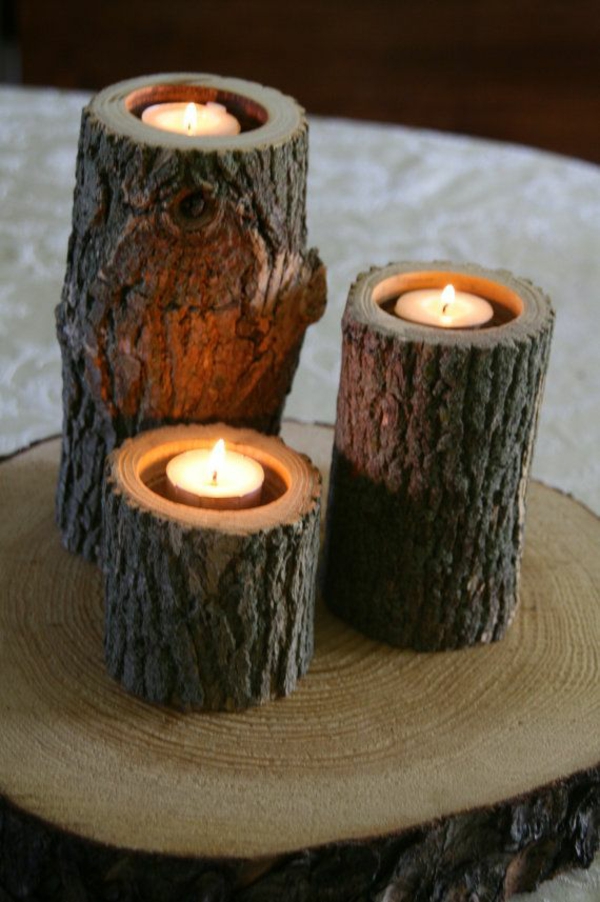 tree trunk decoration diy projects candle stand build yourself