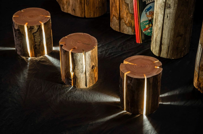 træstamme møbler Duncan Meerding designer lamper træstump
