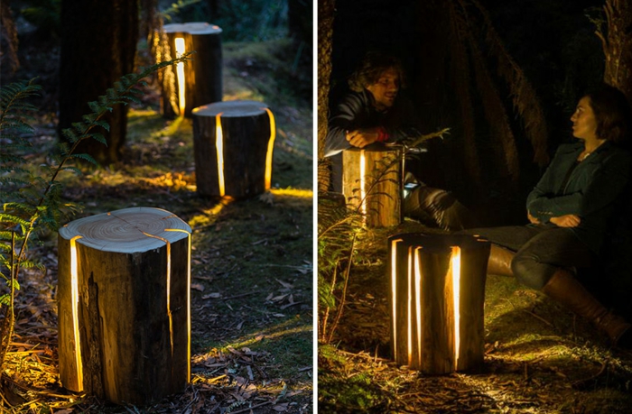 træstamme møbler Duncan Meerding designerlamper skovlampe