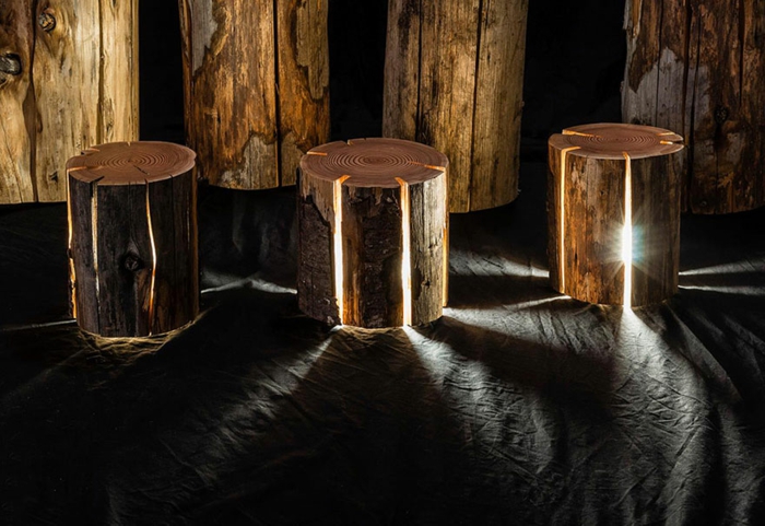 træstamme møbler af Duncan Meerding træstump glød
