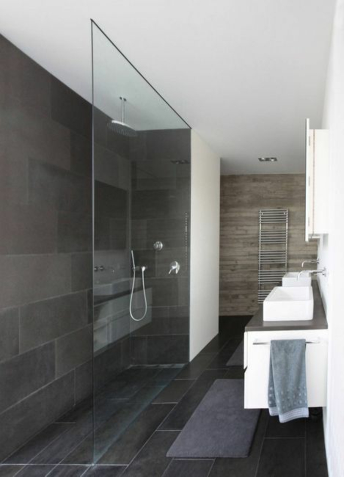 douche de plain-pied salle de bain design idées moderne