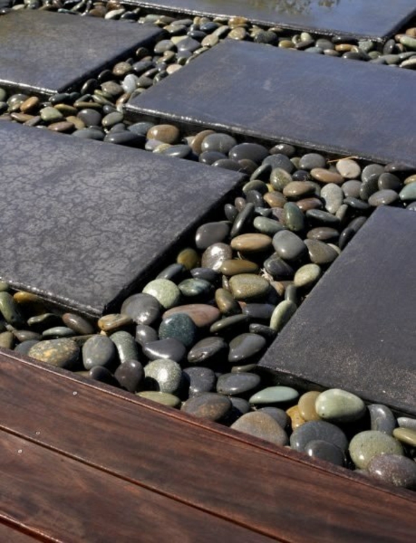 příklady moderních návrhů zahradních podlahových designů štěrkopískového kamene