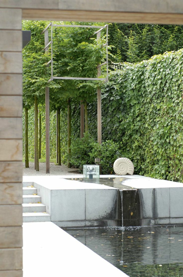 现代园林设计池塘装饰想法的例子