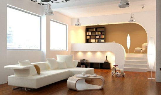 apšvietimo idėjos dizainerio baldų medinės grindys mezzanine gyvenamasis kambarys dizainas