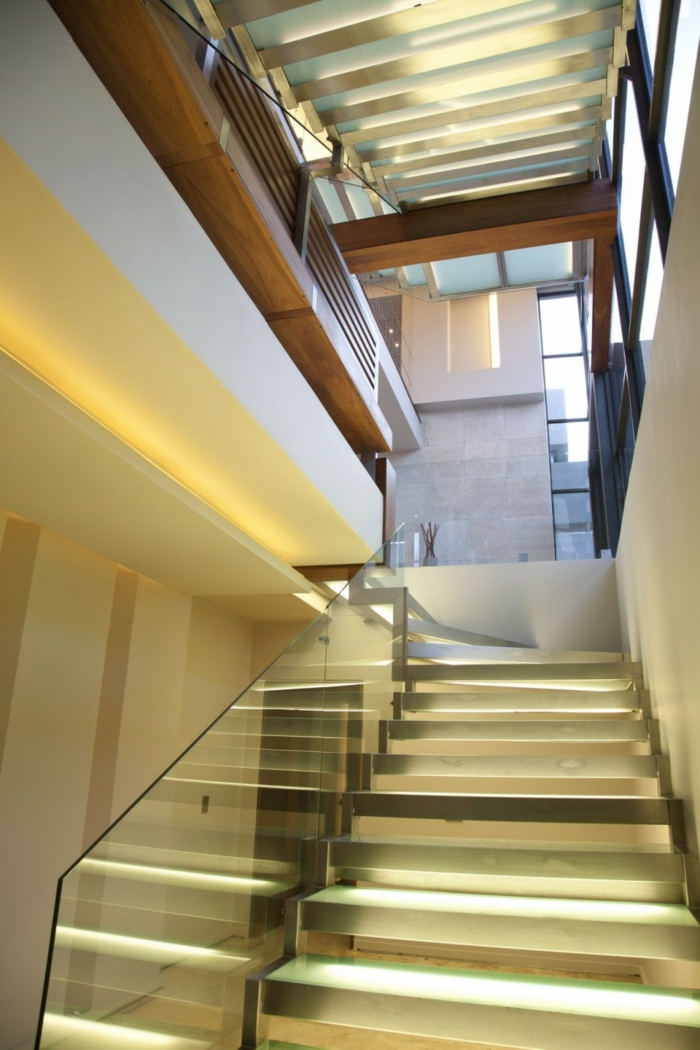 belysning trappe glas railing smukke levende ideer