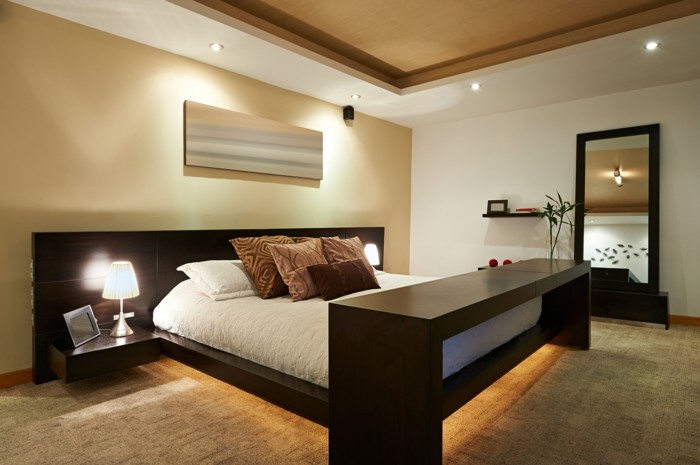 Belysning ideer soveværelse seng led gøre tæppe gulv