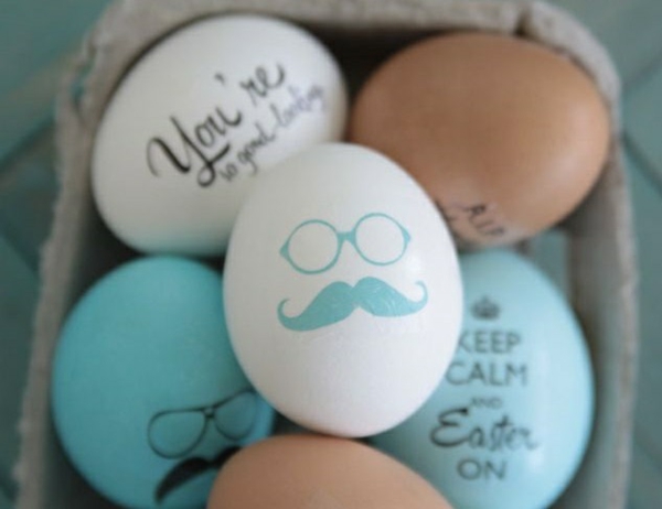 painted easter eggs decorate easter decor tinker mustache stickers