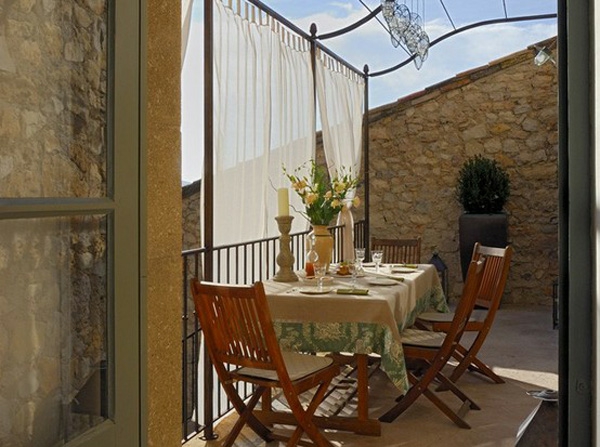 proyecto balcón diseño ideas cortinas románticas