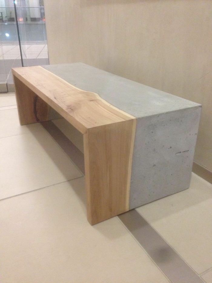konkret sofabord træ stykke simpelt design