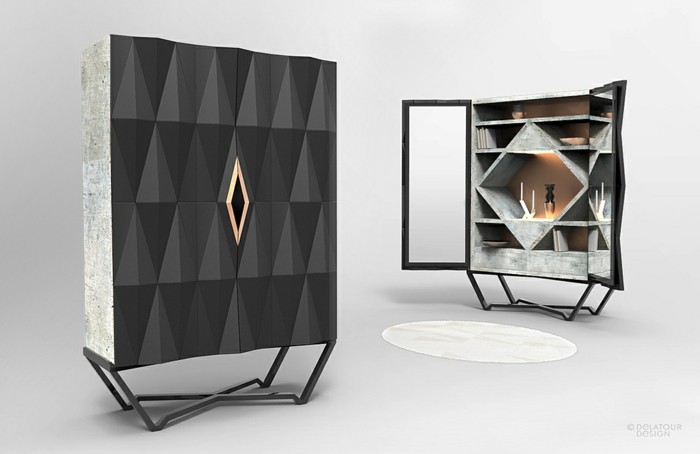 Los muebles de hormigón de diseño en sí mismo son ejemplos de mobiliario moderno