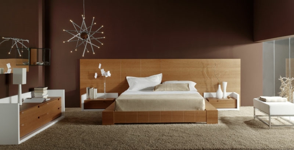 床木头床头家具想法卧室木家具地毯地板