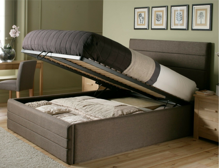 سرير مع آلية تخزين المنزل غرفة النوم الداخلية