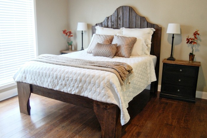 δημιουργήστε το δικό σας κρεβάτι σε συμπαγές ξύλο σε σκούρες αποχρώσεις