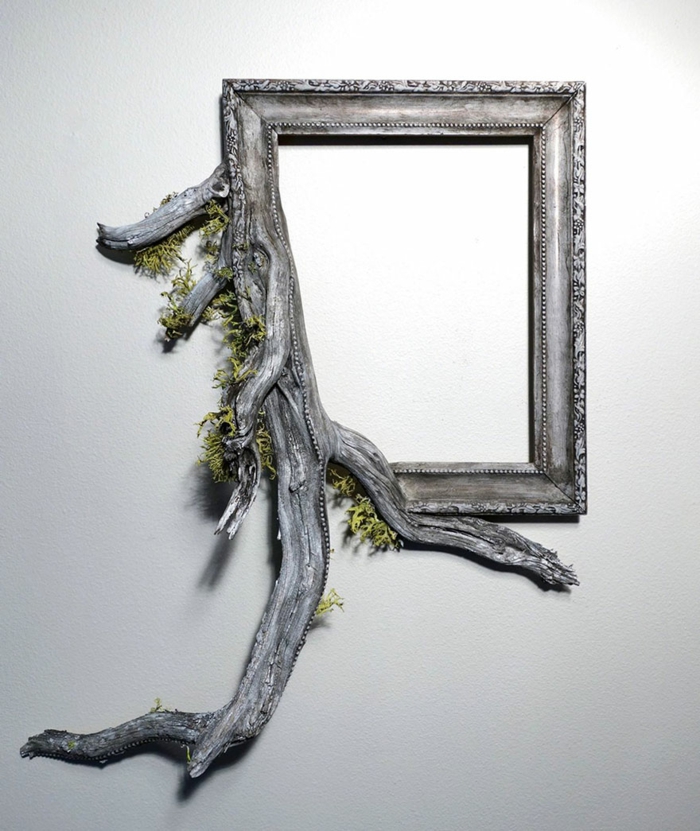 fotorammer gjør drivved kreative ideer veggdekorasjon veggmatte sølvmos