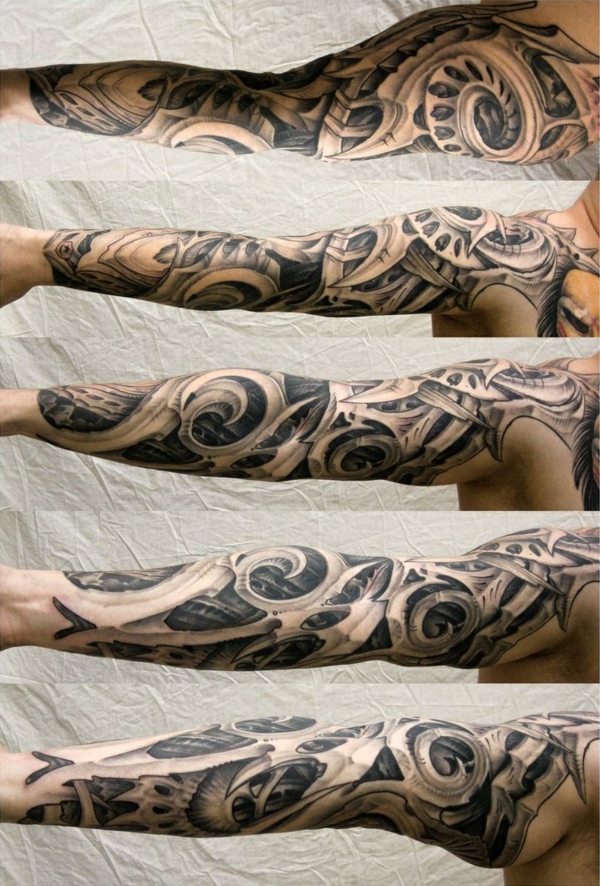 motifs de tatouage de biomécanique bras idées de tatouages