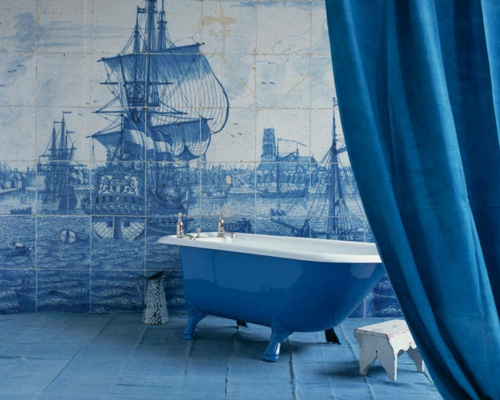 蓝色的浴室奢侈奢侈的想法