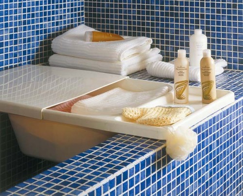 azulejos de baño azul idea mantener orden baño