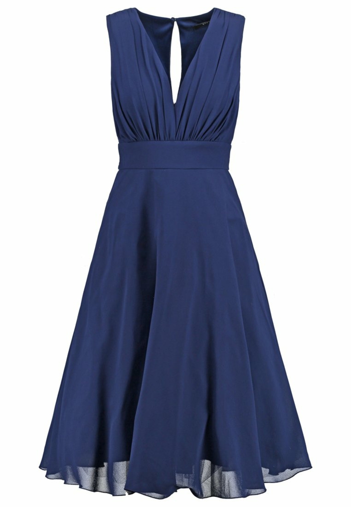 فستان أزرق اللون تصميم فساتين زرقاء dessin فراشة الحرير الخامس العنق