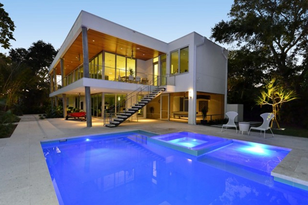 moderne basseng bygget hage design bolig